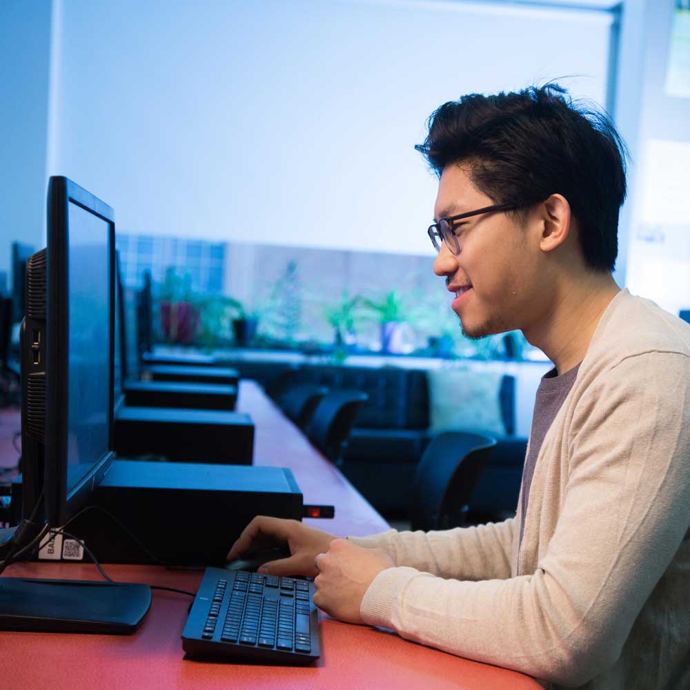 student at computer