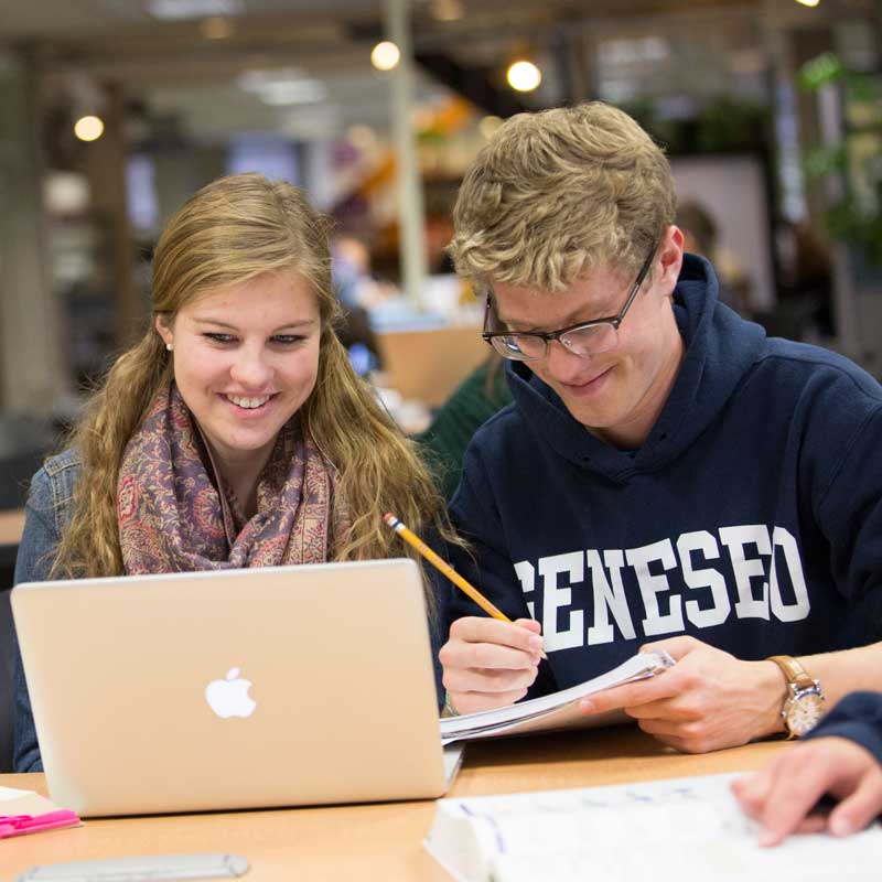 students in library