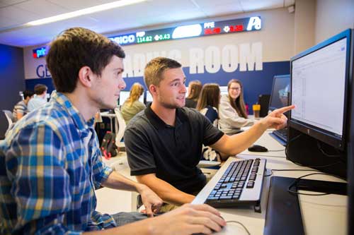 Students in trading room