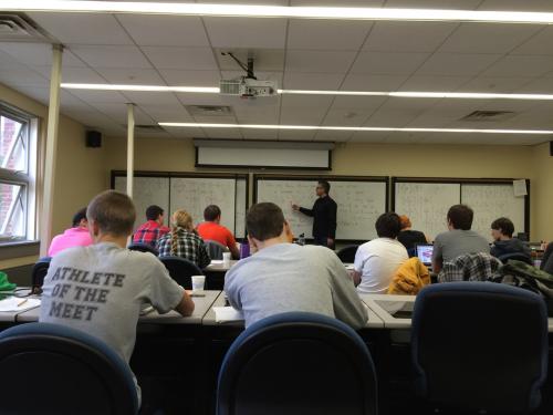 Students working at desk in Dr.Farbody