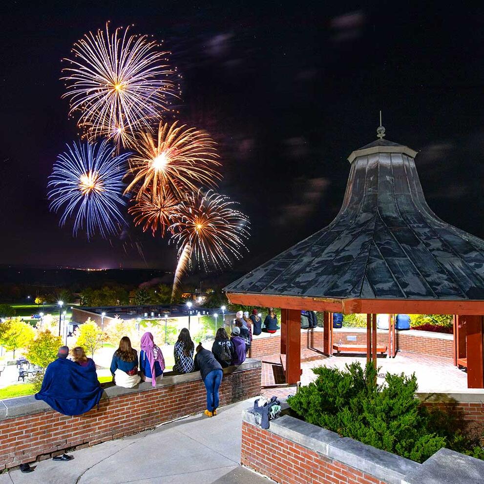 watching fireworks on the Geneseo campus