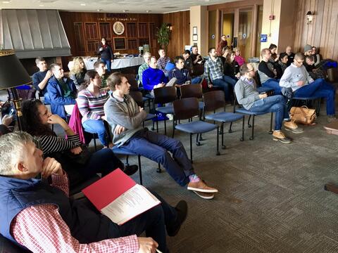 Teachers listening to a panel discussion at the 2018 History Teachers' Day