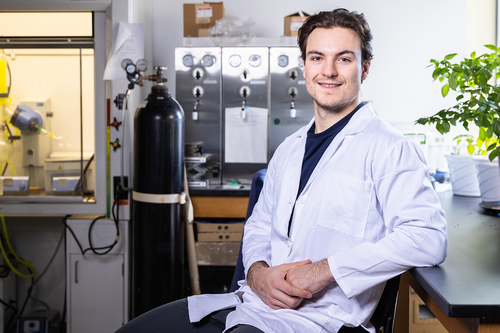 Student in research lab