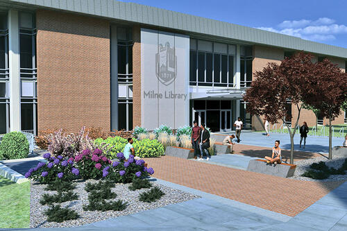 Rendering of renovated Milne Library