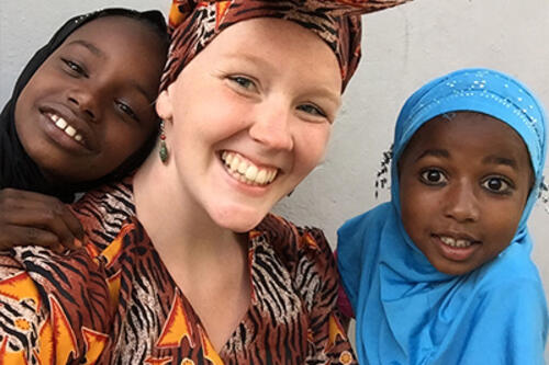 Jessica Kroenert '15 in Senegal with her village.