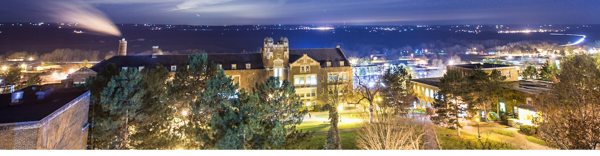 Above the campus, at night