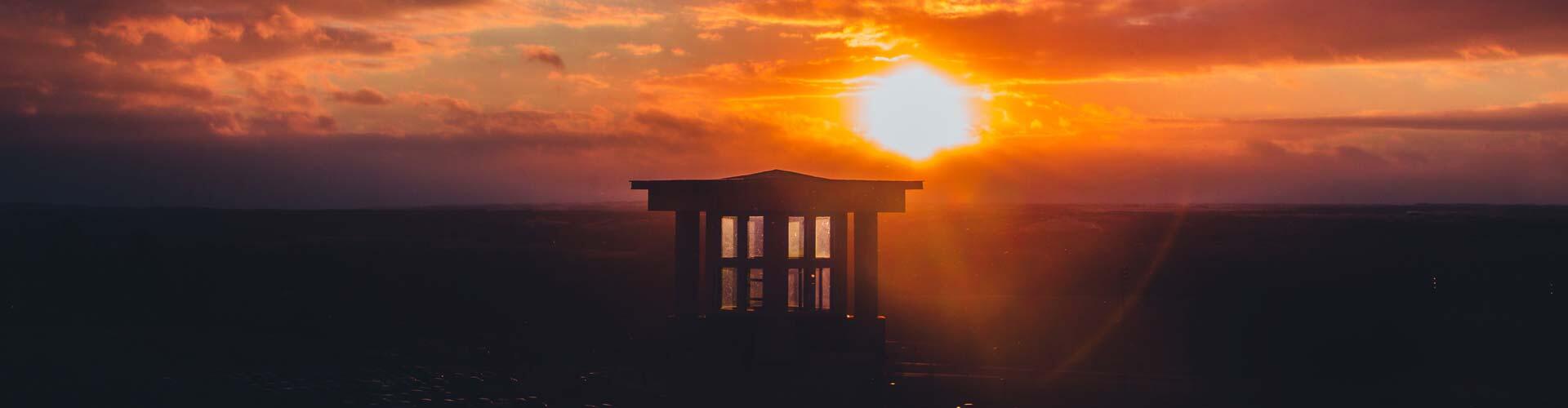 Sunset over South Hall on the Geneseo campus