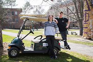 Standing on a golf cart 