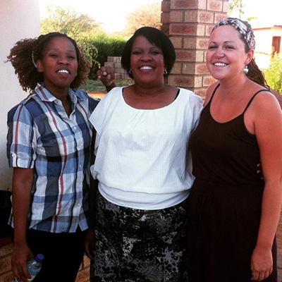 Meara with two women from her worksite