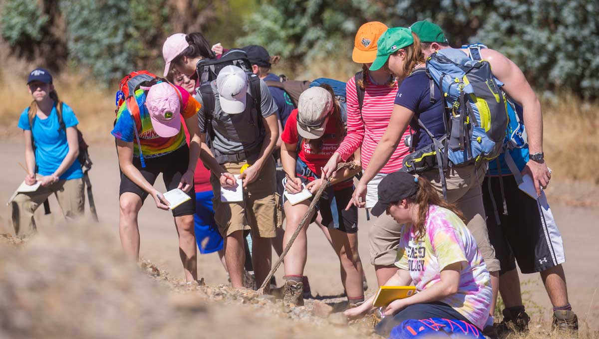 Geology students on a field trip in Chile