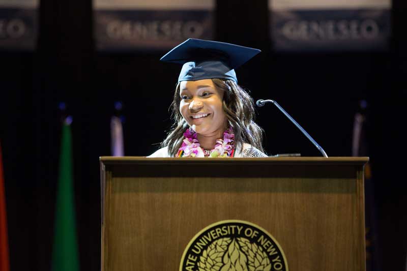 Amaka Lawren Okorie ’16 at podium